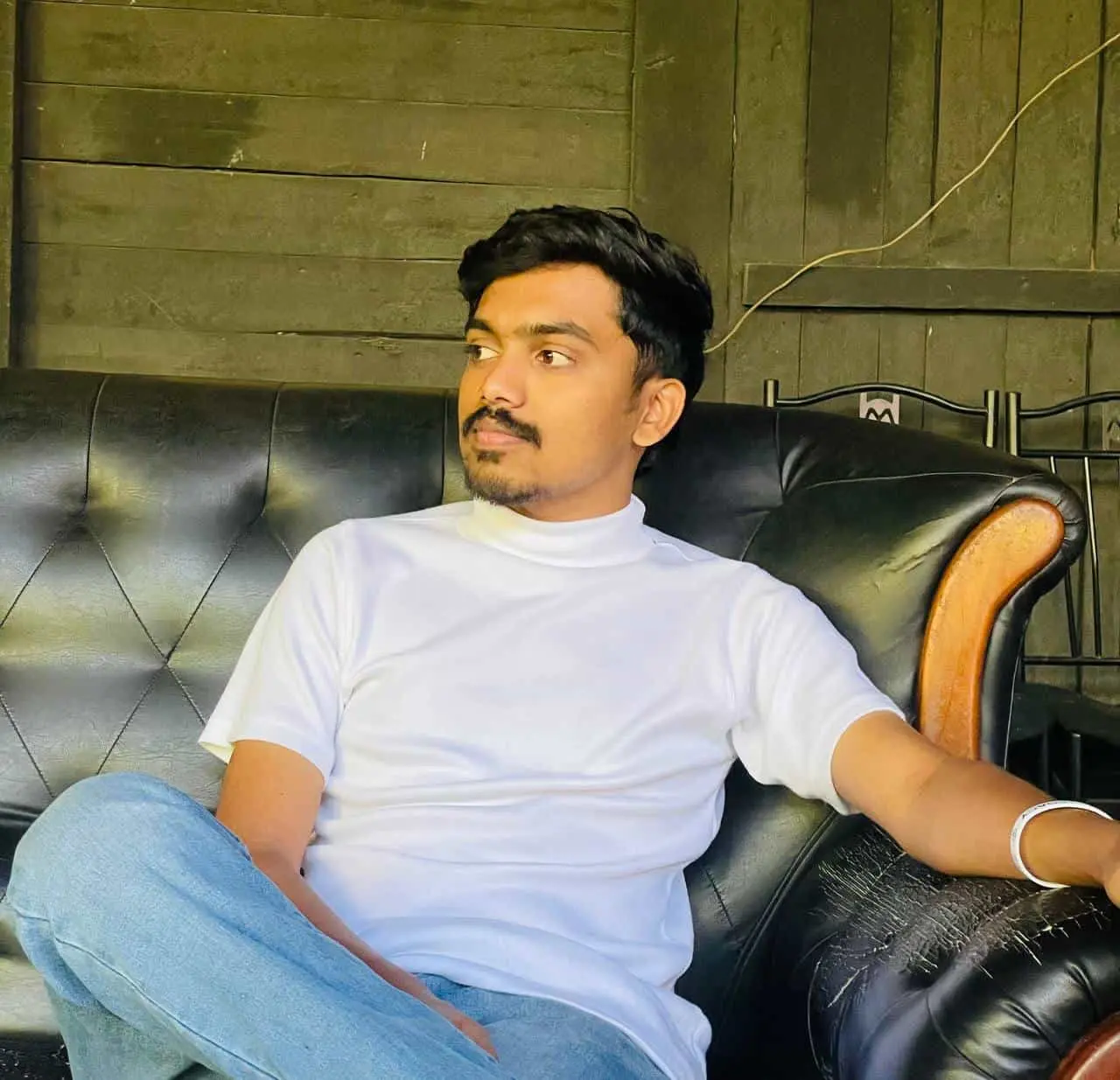 Relaxing on a Leather Couch